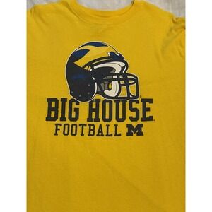 Michigan Big House Football Shirt Men's Long Sleeve Pullover Yellow Large